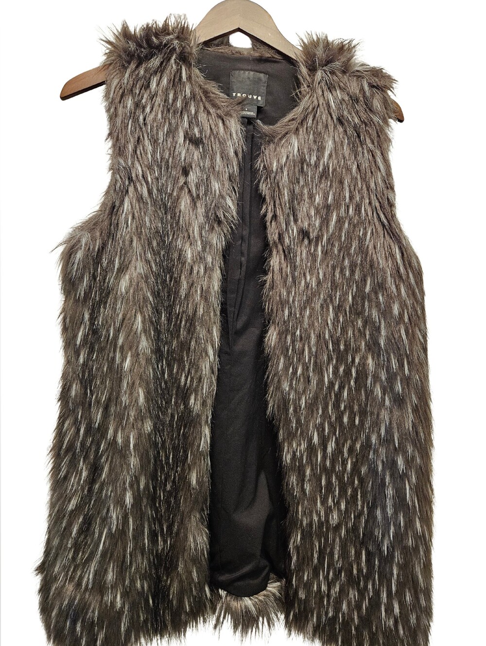Trouve Faux Fur Vest - Brown Multi